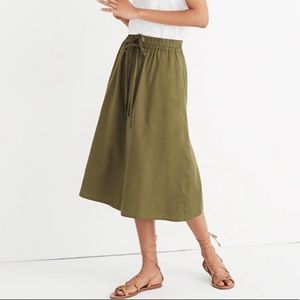 Madewell Drawstring Circle Skirt in Desert Olive